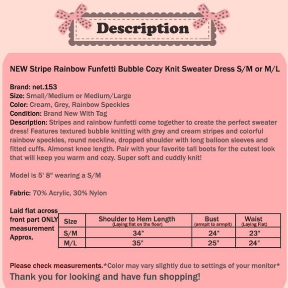 NEW Bubble Striped Funfetti Speckle Sweater Dress - Picture 12 of 12